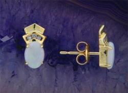 Ladies Opal and Diamond Gold Earringsladies 