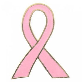 Solid Yellow Gold Breast Cancer Pendant w/ Pink Enamelsolid 