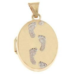 Footprints 14K Gold Dangle Pendant Locket with Poemfootprints 