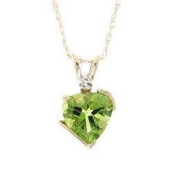 Peridot and Diamond Heart Pendant Necklace in 10K Yellow Goldperidot 