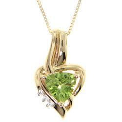 Yellow Gold Pendant Necklace with Peridot and Diamond Gemstonesyellow 