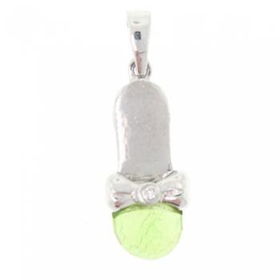 New 14K White Gold Ladies Slipper Pendant Fancy Peridotwhite 