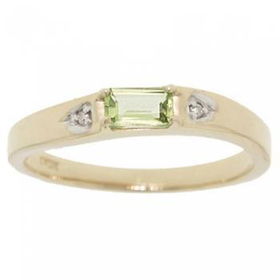 New 10KT Yellow Gold Band Ring Green Peridot & Diamondyellow 