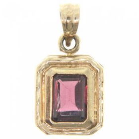 14KT Yellow Gold Pendant Bezel Set Rhodolite Garnetyellow 