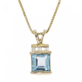 Gold Princess Pendant Necklace Blue Topaz & Diamondgold 