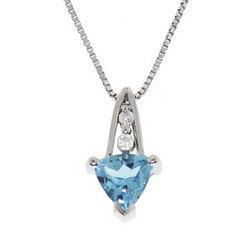 Wondrous Blue Topaz and Diamond Pendant Necklace in Ten Karat White Goldwondrous 