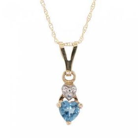 Yellow Gold Dangling Heart Pendant Necklace Blue Topazyellow 