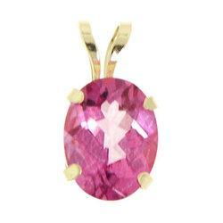 Appealing Oval Pink Topaz Pendant in (14K) Yellow Goldappealing 