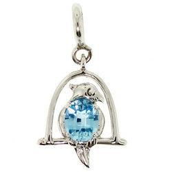 Blue Topaz 14K White Gold Canary Charm/Pendantblue 