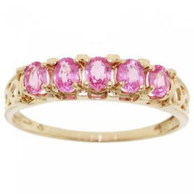 14KT Yellow Gold Band Ring 1/2cttw Oval Pink Topaz Sz=9yellow 