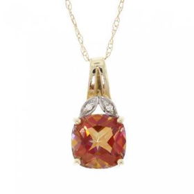 Solid Yellow Gold Pendant Necklace 2CT Citrine Diamondsolid 