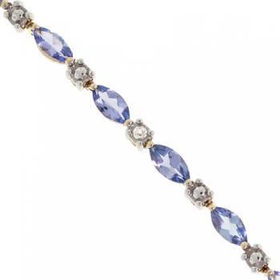 Ladies 14KT Yellow Gold Link Tanzanite Diamond Braceletladies 