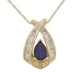 Pear Cut Sapphire Diamond Gold Pendant Necklacepear 