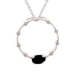 Sapphire Diamond Sterling Silver Pendant Necklacesapphire 