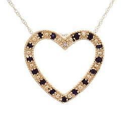 Sapphire Diamond Gold Heart Pendant Necklacesapphire 