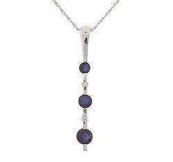 Sapphire Diamond 14K White Gold Drop Pendant Necklacesapphire 