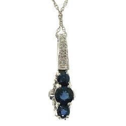 Sapphire Diamond White Gold Pendant Necklacesapphire 