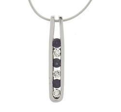 Sapphire Diamond 14K White Gold Pendantsapphire 