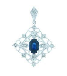 Sapphire and Diamond 14K White Gold Snowflake Pendantsapphire 