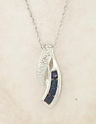 Sapphire and Diamond White Gold Pendant Necklacesapphire 