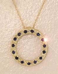 Sapphire and Diamond Circle of Life Pendant Necklacesapphire 