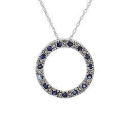 Sapphire and Diamond Circle of Life Pendant Necklacesapphire 