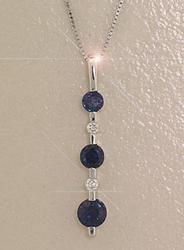 Sapphire and Diamond 14K White Gold Stick Pendant Necklacesapphire 