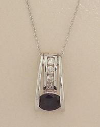 Sapphire and Diamond 14K White Gold Pendant Necklacesapphire 