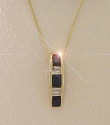 Octagon Sapphire Diamond 14K Gold Pendant Necklaceoctagon 
