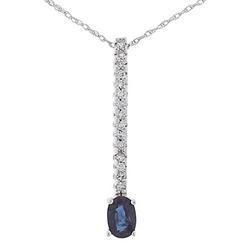 Sapphire and Diamond 14K White Gold Curvy Stick Pendant Necklacesapphire 