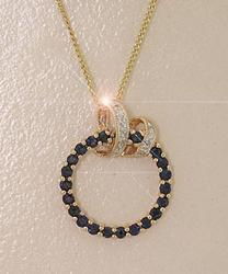 Sapphire and Diamond Circle of Life 14K Gold Pendant Necklacesapphire 