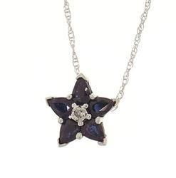 Pear Sapphire Diamond White Gold Flower Pendant Necklacepear 