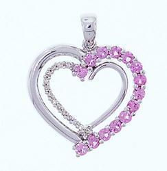 Pink Sapphire Diamond White Gold Heart Pendant Necklacepink 
