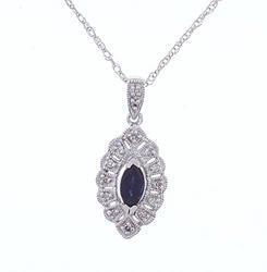 Marquise Sapphire Diamond White Gold Pendant Necklacemarquise 