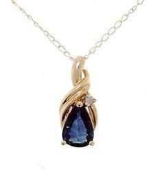 Pear Sapphire Diamond Gold Pendant Necklacepear 