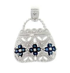 Sapphire and Diamond White Gold Purse Pendantsapphire 
