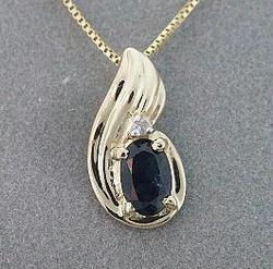 SAPPHIRE DIAMOND 14K GOLD PENDANT NECKLACEsapphire 