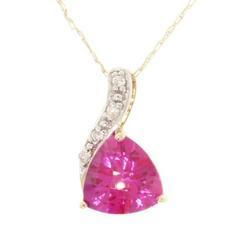 Purple Created Sapphire Diamond Gold Pendant Necklacepurple 