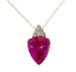 Trillion Cut Created Purple Sapphire Diamond Gold Pendant Necklacetrillion 