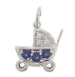 Sapphire and Diamond 14K White Gold Buggy Pendantsapphire 
