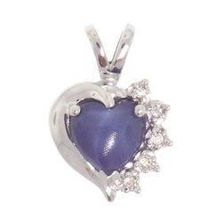 Star Sapphire Diamiond White Gold Heart Pendantstar 
