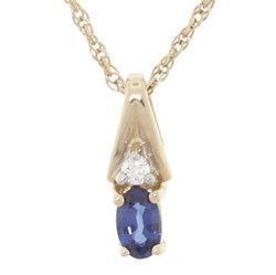 Oval Sapphire and Diamond 14K Gold Pendant Necklaceoval 