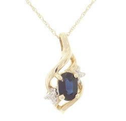 Sapphire Diamond Genuine Gold Pendant Necklacesapphire 