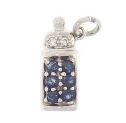 Sapphire and Diamond 14K White Gold Drop Baby Bottle Pendantsapphire 