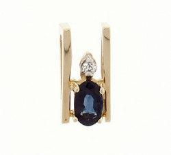 Sapphire Diamond 14K Gold Pendantsapphire 