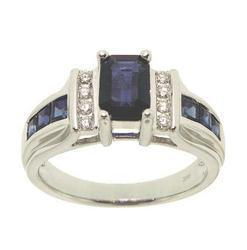 Sapphire Diamond 18K White Gold Ringsapphire 