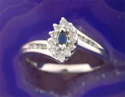 Sapphire and Diamond White Gold Cluster Ringsapphire 
