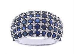 Sapphire and Diamond 14K White Gold Dome Ringsapphire 