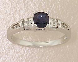 Sapphire and Diamond 14K White Gold Ringsapphire 