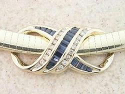 Sapphire and Diamond 14k Gold Large Slide Pendantsapphire 